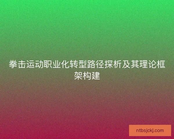 拳击运动职业化转型路径探析及其理论框架构建
